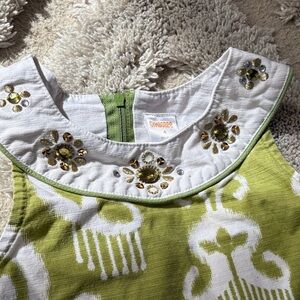 Gymboree Size 4, 100% cotton-  Green and White Embellished Dress